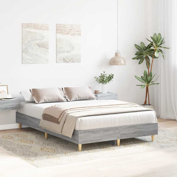 Bettgestell 135x190 cm Grau Sonoma