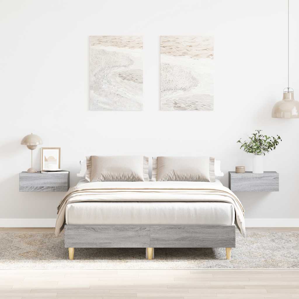 Bettgestell 135x190 cm Grau Sonoma