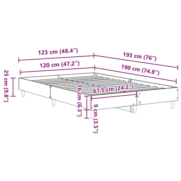 Bettgestell Sonoma Eiche 120x190 cm