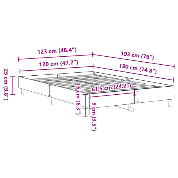 Bettgestell 120x190 cm Braun Eiche