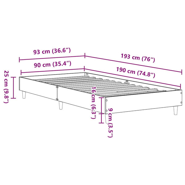 Bettgestell Räuchereiche 90x190 cm