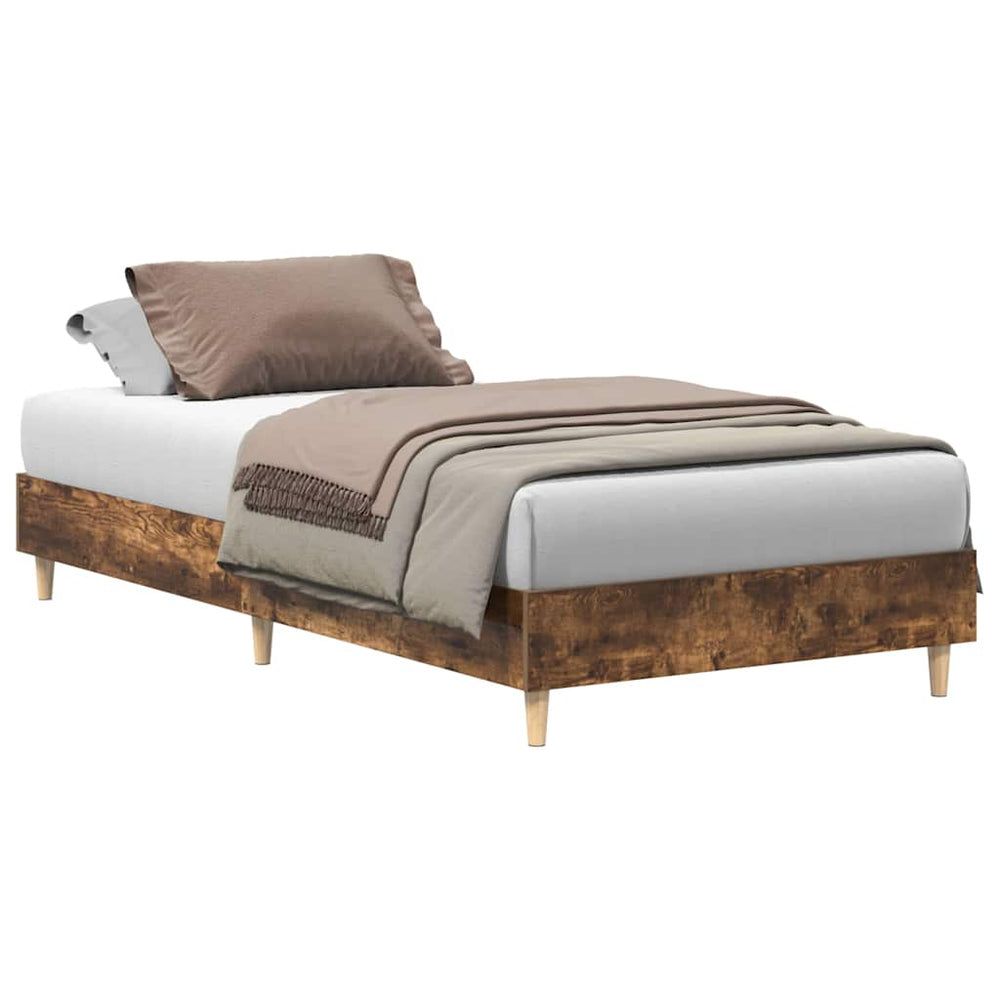 vidaXL Cadre de lit sans matelas chêne fumé 75x190 cm Aggloméré
