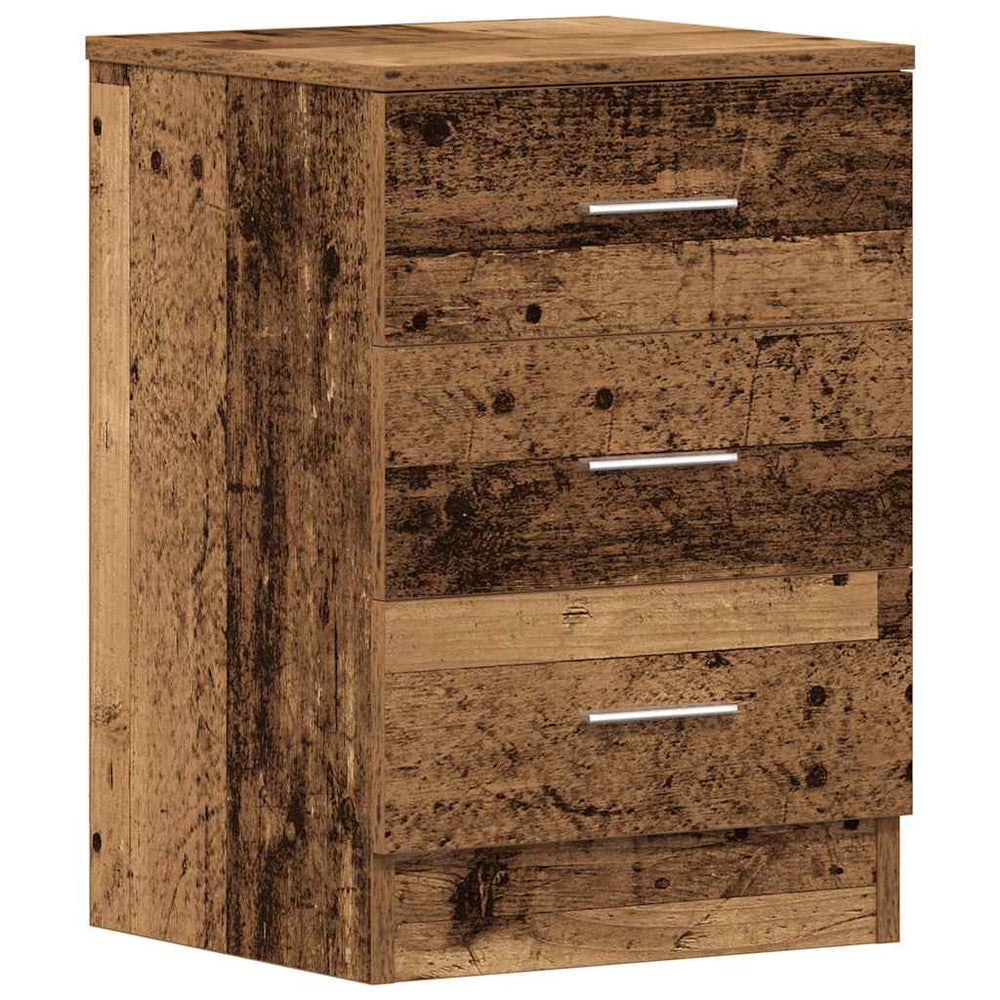 Nachttisch Altholz-Optik, 3 Schubladen