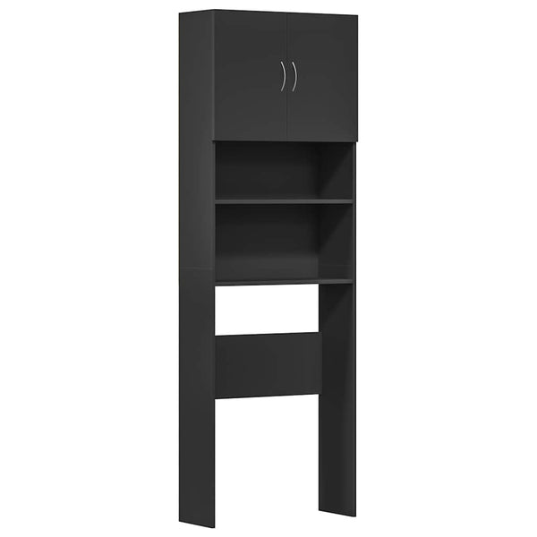 vidaXL Meuble haut de machine à laver noir 64x24x190 cm Bois d'ingénierie
