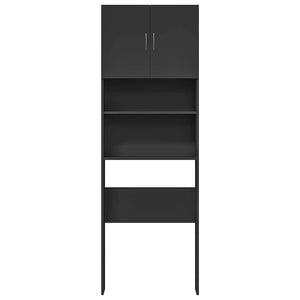 vidaXL Meuble haut de machine à laver noir 64x24x190 cm Bois d'ingénierie