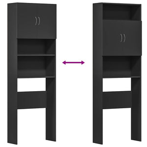 vidaXL Meuble haut de machine à laver noir 64x24x190 cm Bois d'ingénierie
