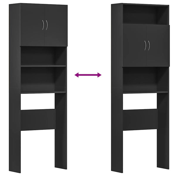 vidaXL Meuble haut de machine à laver noir 64x24x190 cm Bois d'ingénierie
