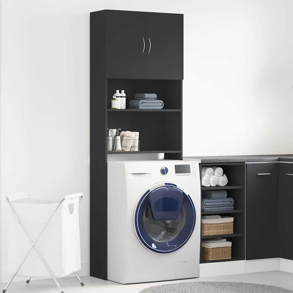 Waschmaschinenschrank Schwarz 64x24x190 cm