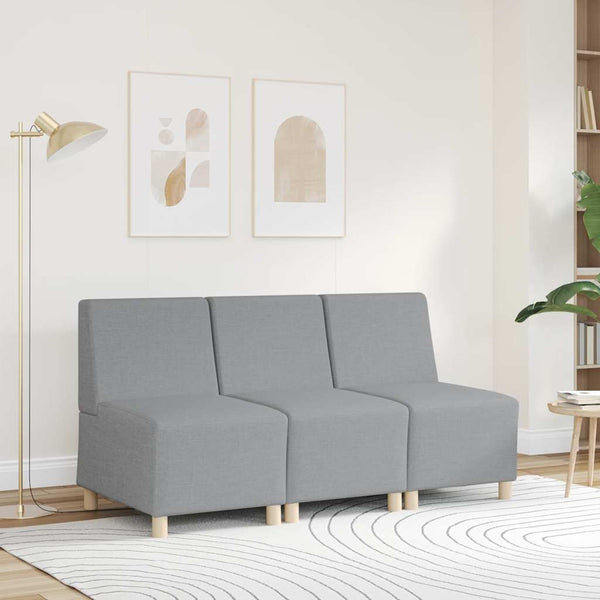 Modulares Sofa Hellgrau Stoff 55 cm