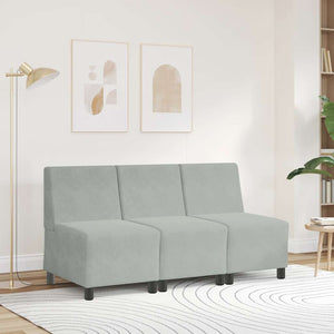 Modulares Sofa Hellgrau Samt 55 cm