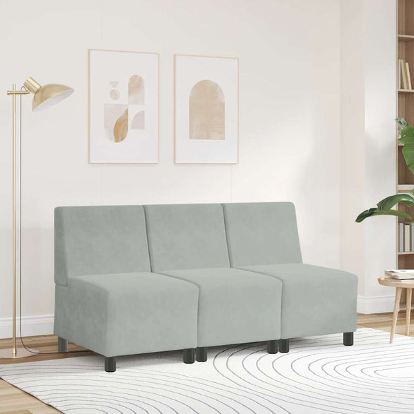 Modulares Sofa Hellgrau Samt 55 cm