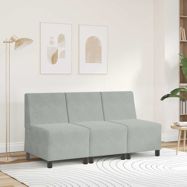 Modulares Sofa Hellgrau Samt 55 cm