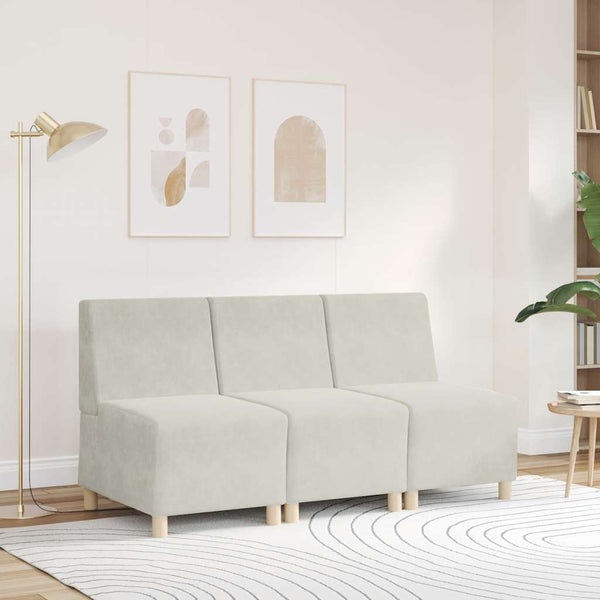 vidaXL Canapé modulable sans accoudoirs Crème 55 cm Velours