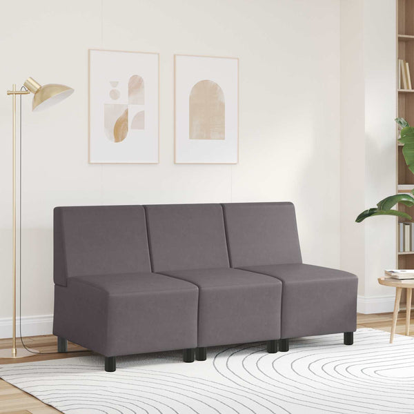Modulares Armfreies Sofa Grau Kunstleder