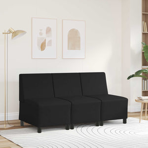 Modulares, Armfreies Sofa, Schwarz Kunstleder