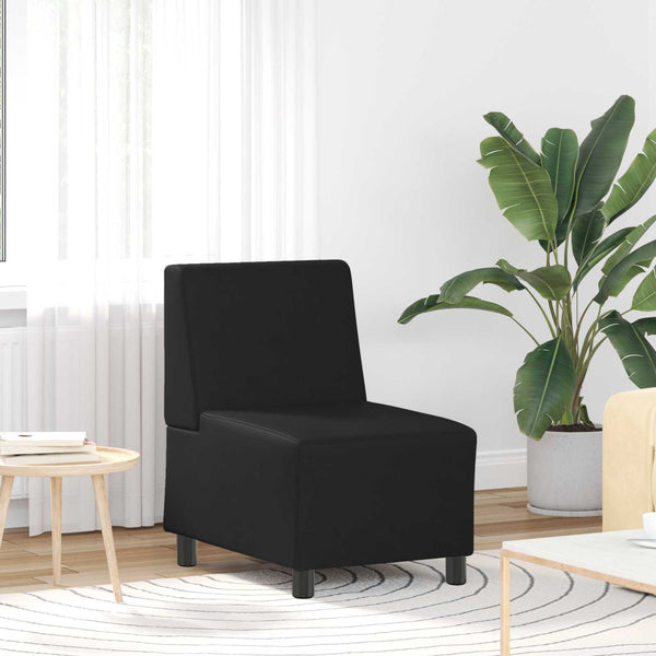 Modulares, Armfreies Sofa, Schwarz Kunstleder