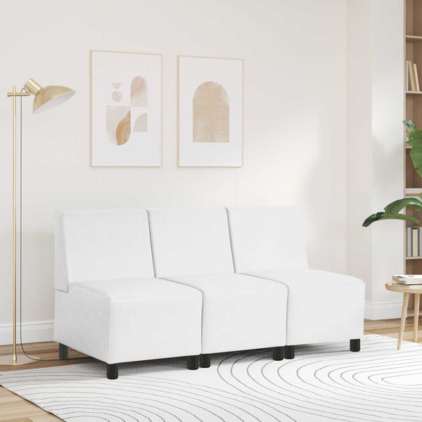 Modulares Armfreies Sofa Weiß Kunstleder