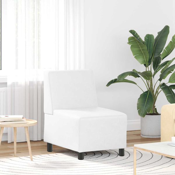 Modulares Armfreies Sofa Weiß Kunstleder
