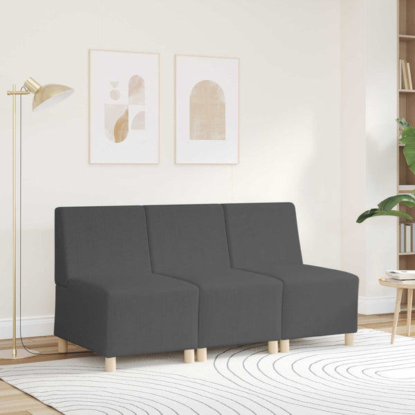 Modulares armloses Sofa Dunkelgrau Cordstoff