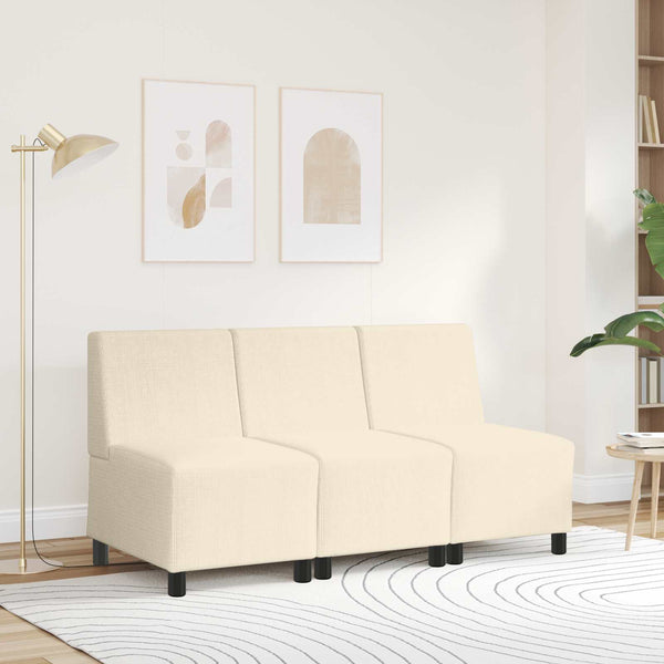 Modulares armfreies Sofa Creme Cordstoff
