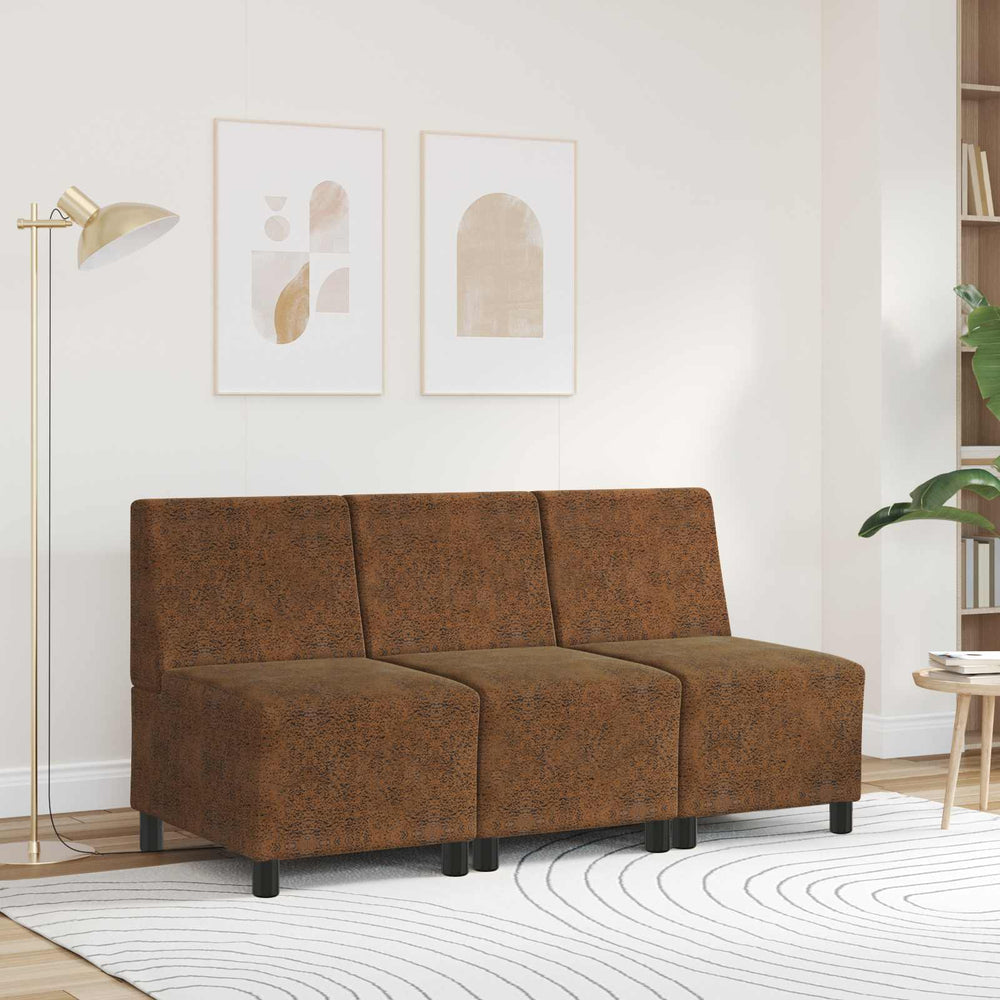 Brauner Sofa Sessel mit Kissen