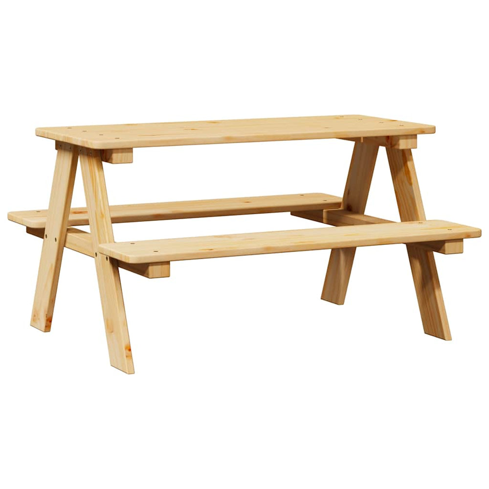 vidaXL Table et bancs pour enfants IRUN 90x79,5x50 cm en bois massif