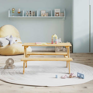 Kindertisch mit Bänken aus Massivholz