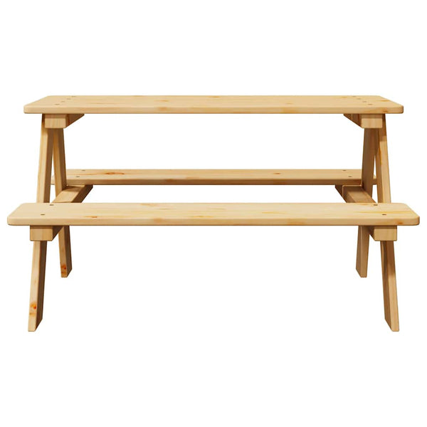 Kindertisch mit Bänken aus Massivholz