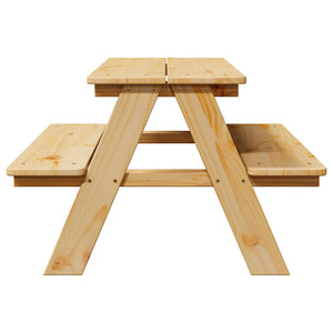 Kindertisch mit Bänken aus Massivholz