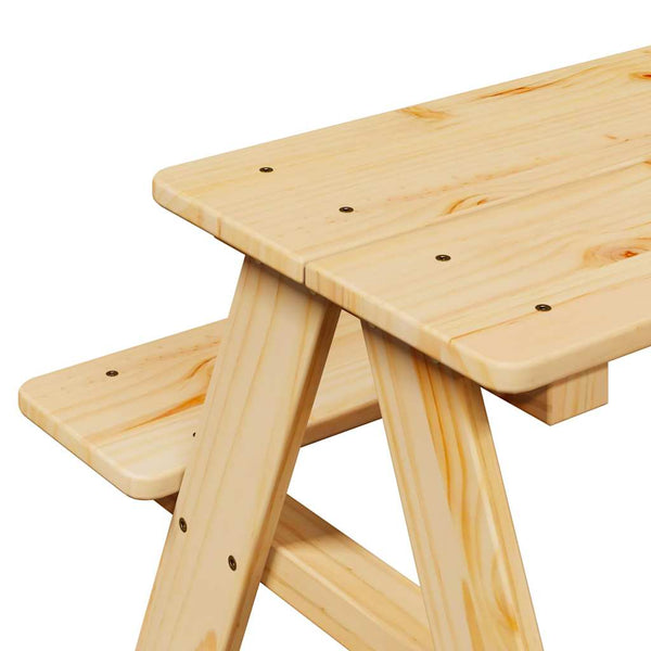 Kindertisch mit Bänken aus Massivholz