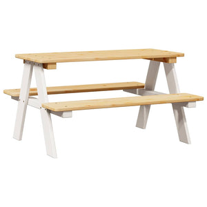 vidaXL Table et bancs pour enfants IRUN blanc 90x79,5x50 cm bois massif