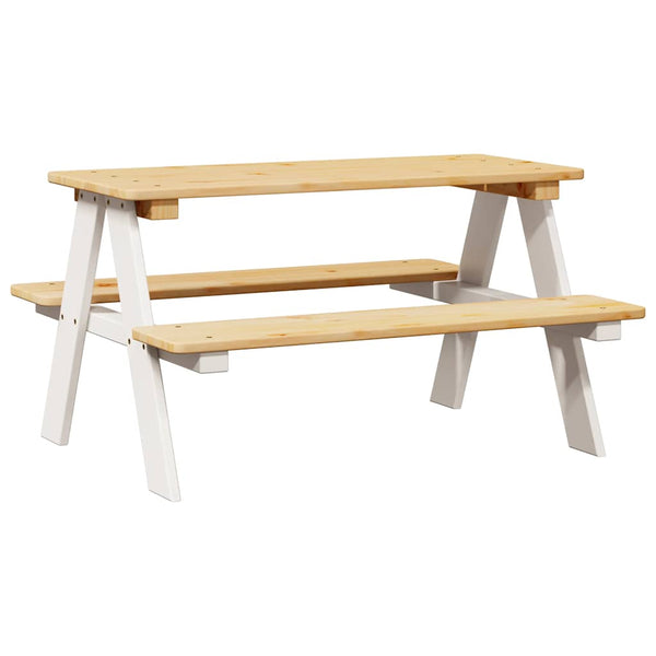 vidaXL Table et bancs pour enfants IRUN blanc 90x79,5x50 cm bois massif