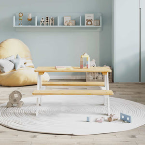 vidaXL Table et bancs pour enfants IRUN blanc 90x79,5x50 cm bois massif
