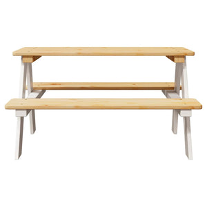 vidaXL Table et bancs pour enfants IRUN blanc 90x79,5x50 cm bois massif