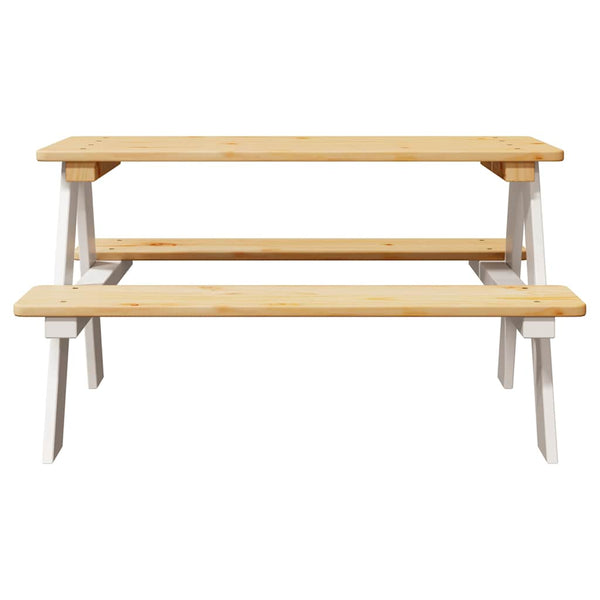 vidaXL Table et bancs pour enfants IRUN blanc 90x79,5x50 cm bois massif