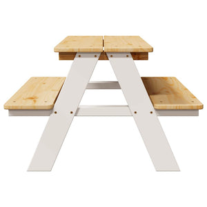vidaXL Table et bancs pour enfants IRUN blanc 90x79,5x50 cm bois massif