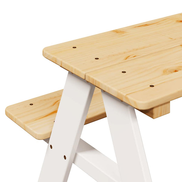 vidaXL Table et bancs pour enfants IRUN blanc 90x79,5x50 cm bois massif