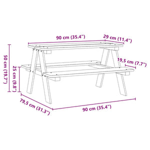 vidaXL Table et bancs pour enfants IRUN blanc 90x79,5x50 cm bois massif