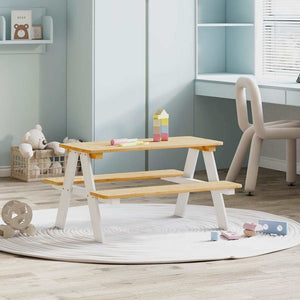 vidaXL Table et bancs pour enfants IRUN blanc 90x79,5x50 cm bois massif