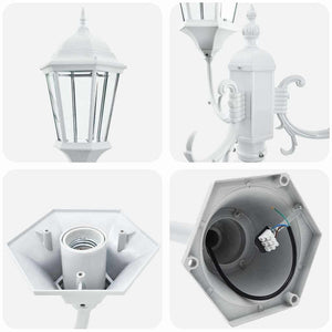 Vintage Gartenleuchte Weiß Aluminium & Glas