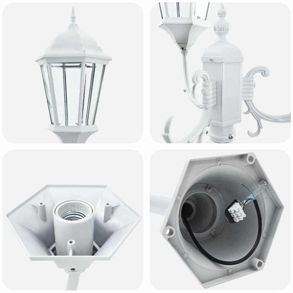 Vintage Gartenleuchte Weiß Aluminium & Glas