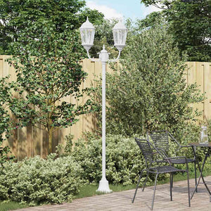 Vintage Gartenleuchte Weiß Aluminium Glas 235cm