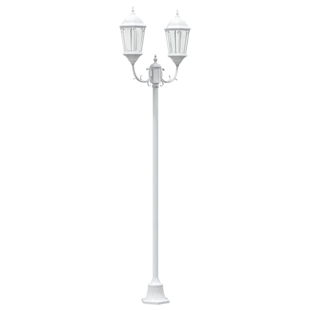 Vintage Gartenleuchte Weiß Aluminium Glas 235cm