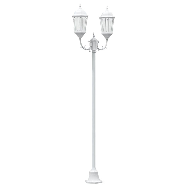 Vintage Gartenleuchte Weiß Aluminium Glas 235cm