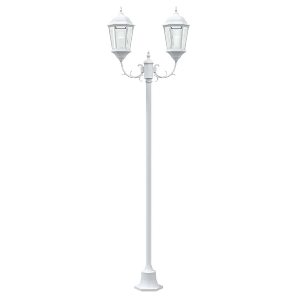 Vintage Gartenleuchte Weiß Aluminium Glas 235cm
