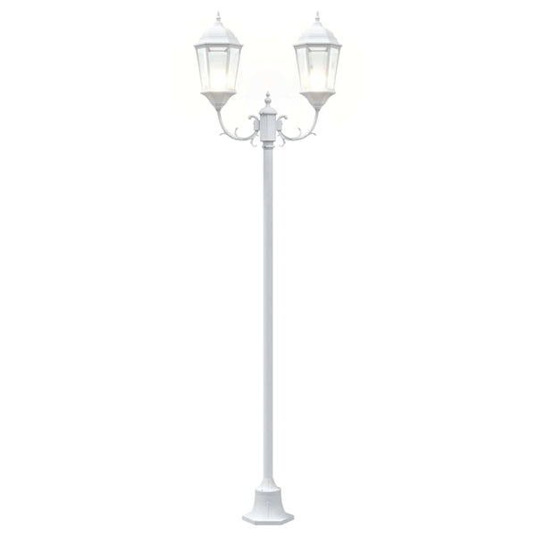 Vintage Gartenleuchte Weiß Aluminium Glas 235cm