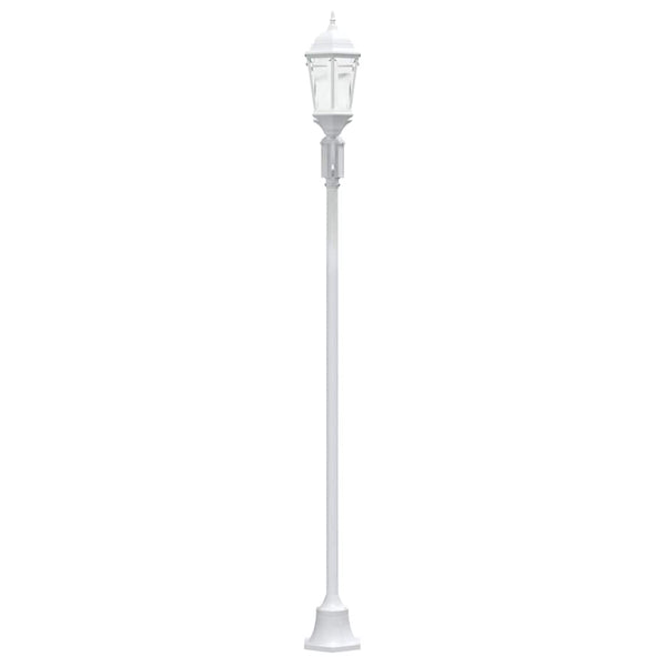 Vintage Gartenleuchte Weiß Aluminium Glas 235cm