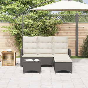 3-tlg. Garten Sofagarnitur L-Form Poly Rattan Schwarz