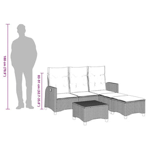 3-tlg. Garten Sofagarnitur L-Form Poly Rattan Schwarz