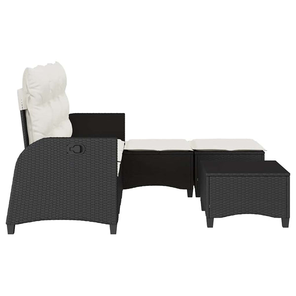 3-tlg. Garten Sofagarnitur L-Form Poly Rattan Schwarz